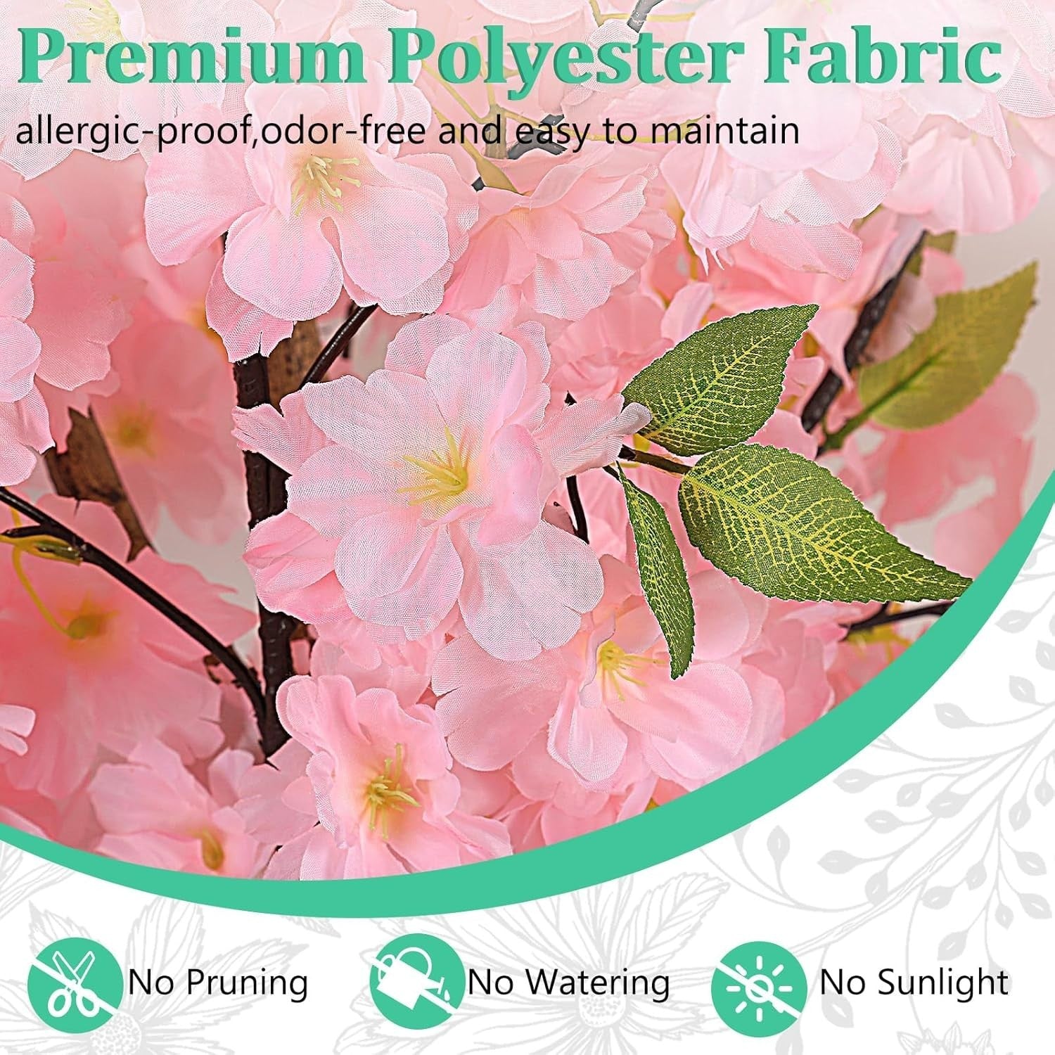 2 Pack 120cm Cherry Blossom Trees Pink Faux Flowering Sakura Large Indoor Decor