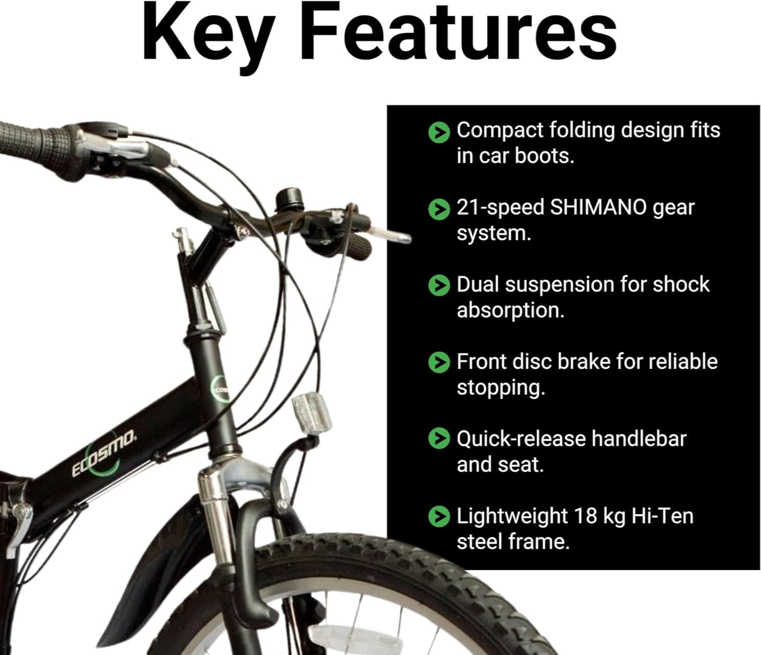 26" Folding Mountain Bike 21-Speed Shimano Disc Dual Suspension MTB