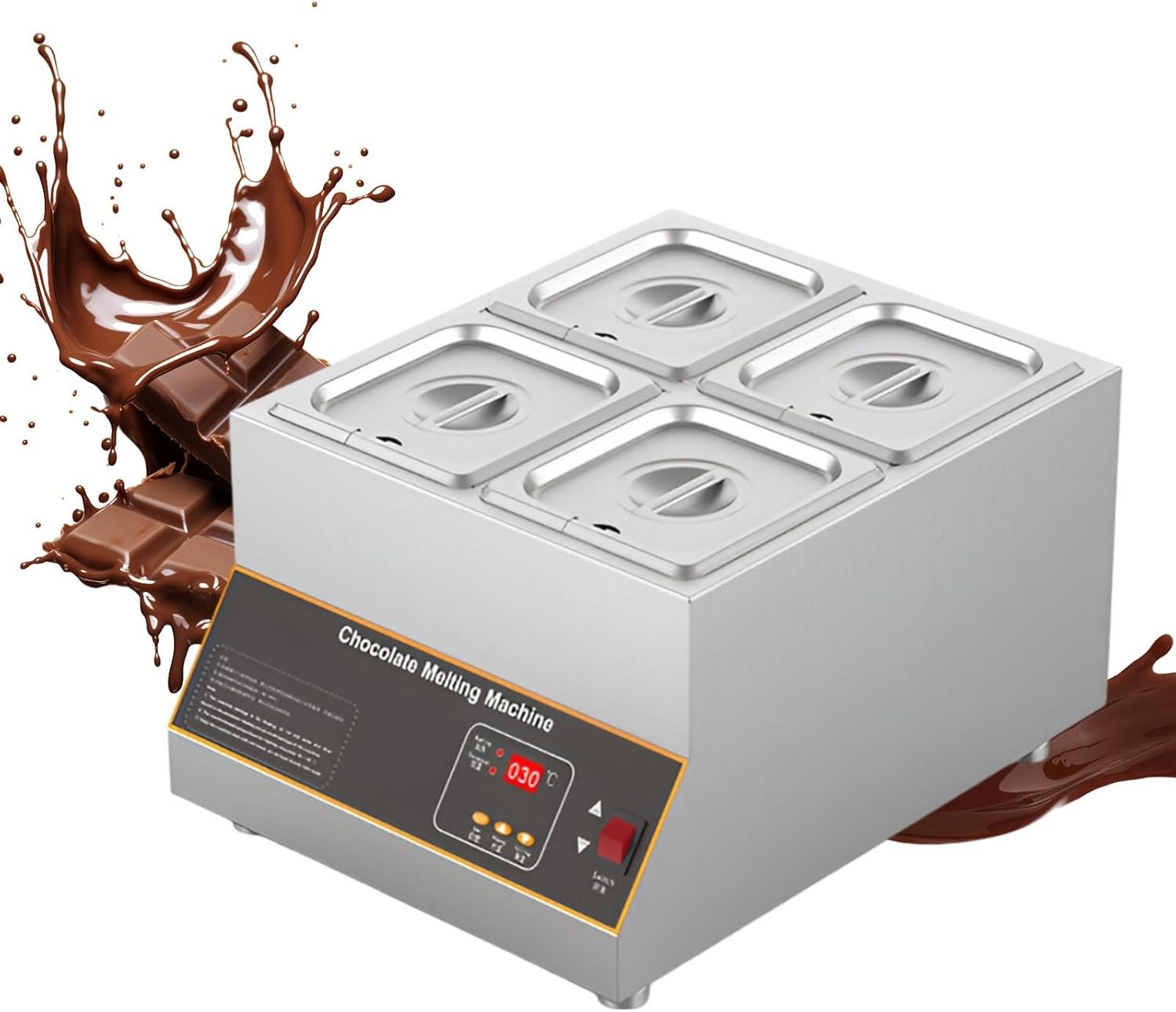 Electric Chocolate Melting Pot Stainless Steel Tempering Fondue Warmer