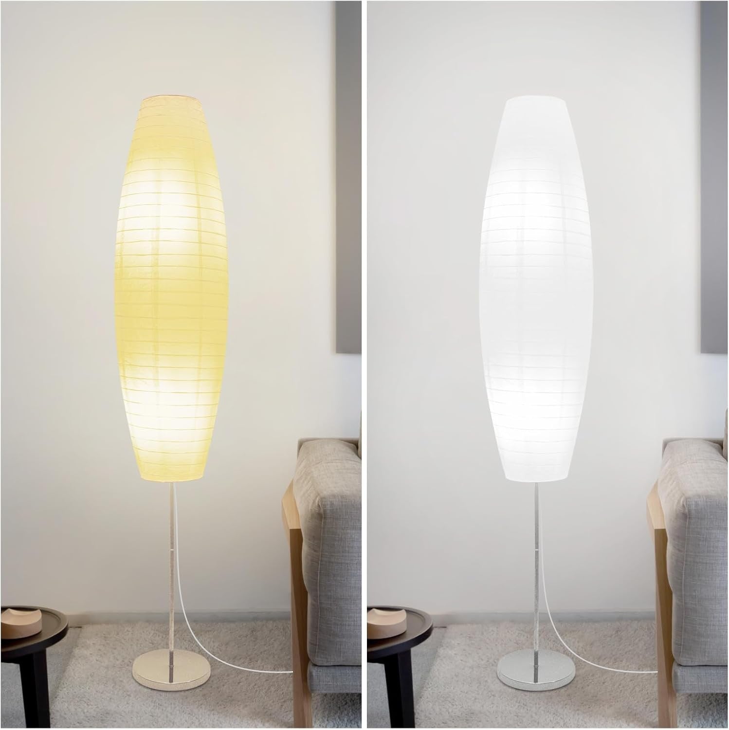 Paper Floor Lamp Rice Paper Shade Oval Standing Light Bedroom Living Room