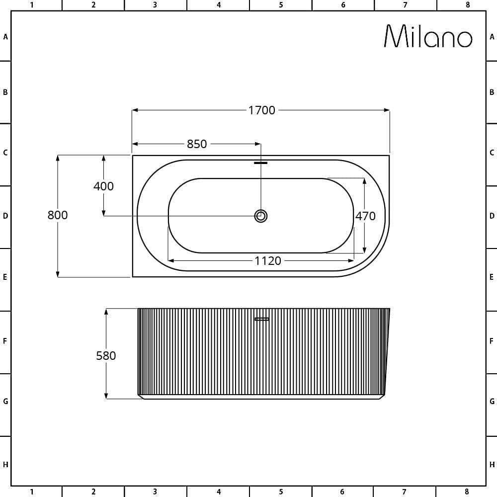 White Left Hand Fluted Corner Bath 1700x800mm Chrome Overflow