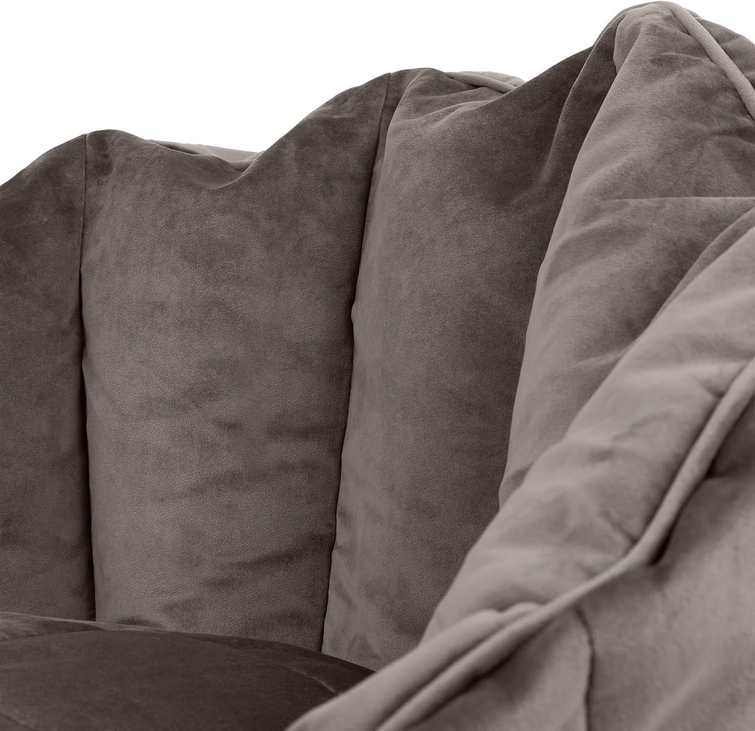 Grey Velvet Bean Bag Chair With Footstool Adult Seat Lounge Comfort Set