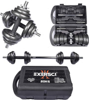20kg Adjustable Free Weights Dumbbell Barbell Set Home Strength Training