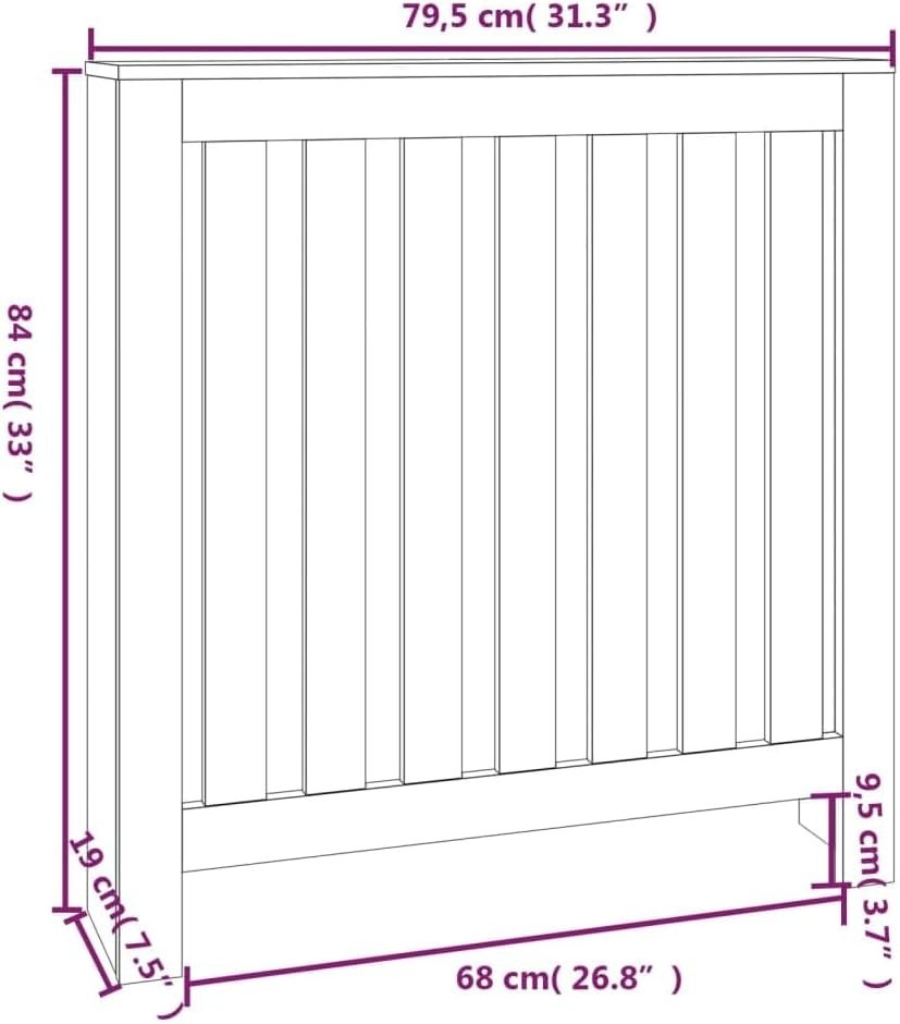 Natural Pine Radiator Cover 79.5x19x84cm – Modern Slatted Heater Cabinet