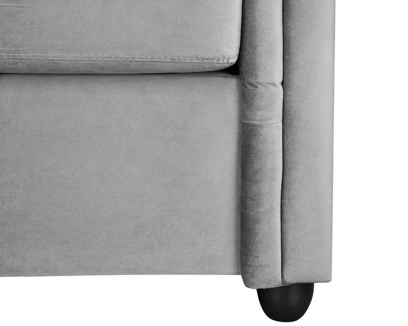 2 Seater Chesterfield Sofa Grey Velvet Scroll Arms Plush Living Room