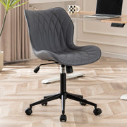 Purple Faux Leather Home Office Desk Chair Swivel Armless Ergonomic Rocking Seat