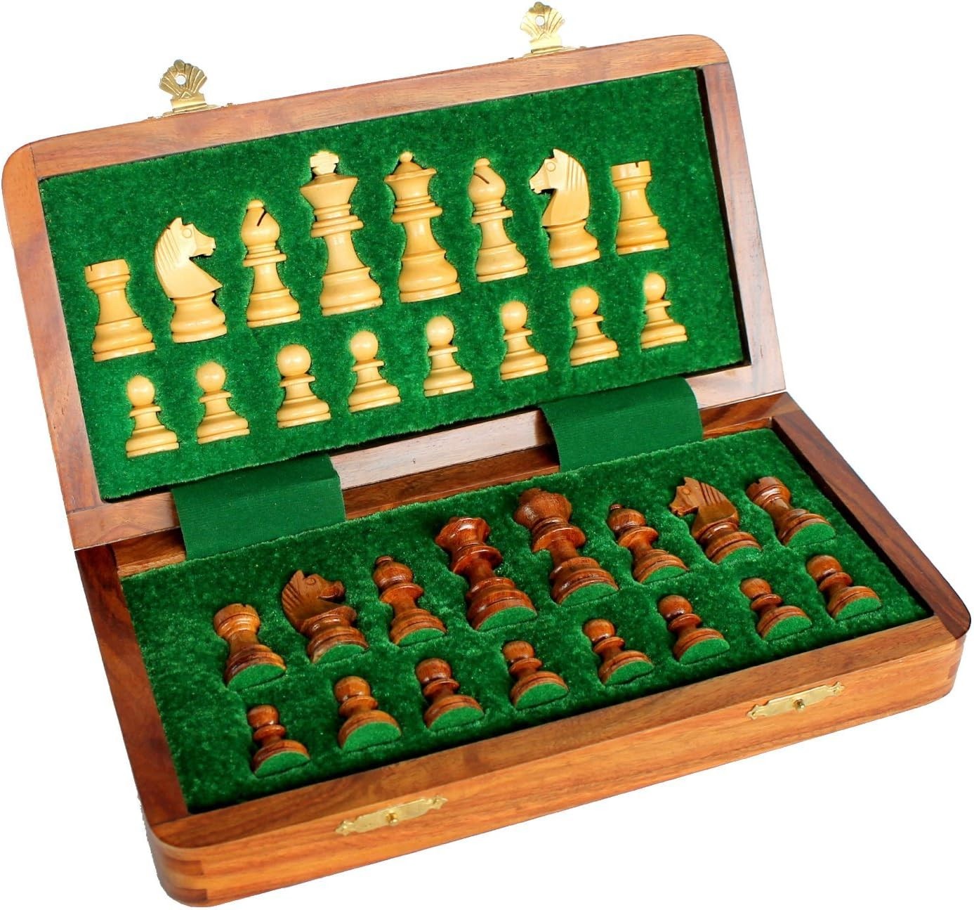 31cm Wooden Magnetic Chess Set Folding Board with Storage Handcrafted Luxury