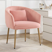 Velvet Vanity Chair Pink Gold Legs Makeup Dressing Accent Seat