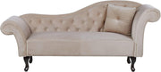 Vintage Beige Velvet Right Hand Chaise Lounge Tufted Chesterfield Sofa 188cm