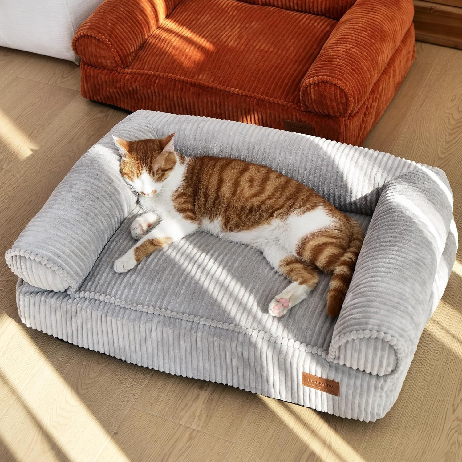Corduroy Dog Cat Couch Bed Washable Waterproof Pet Sofa Medium