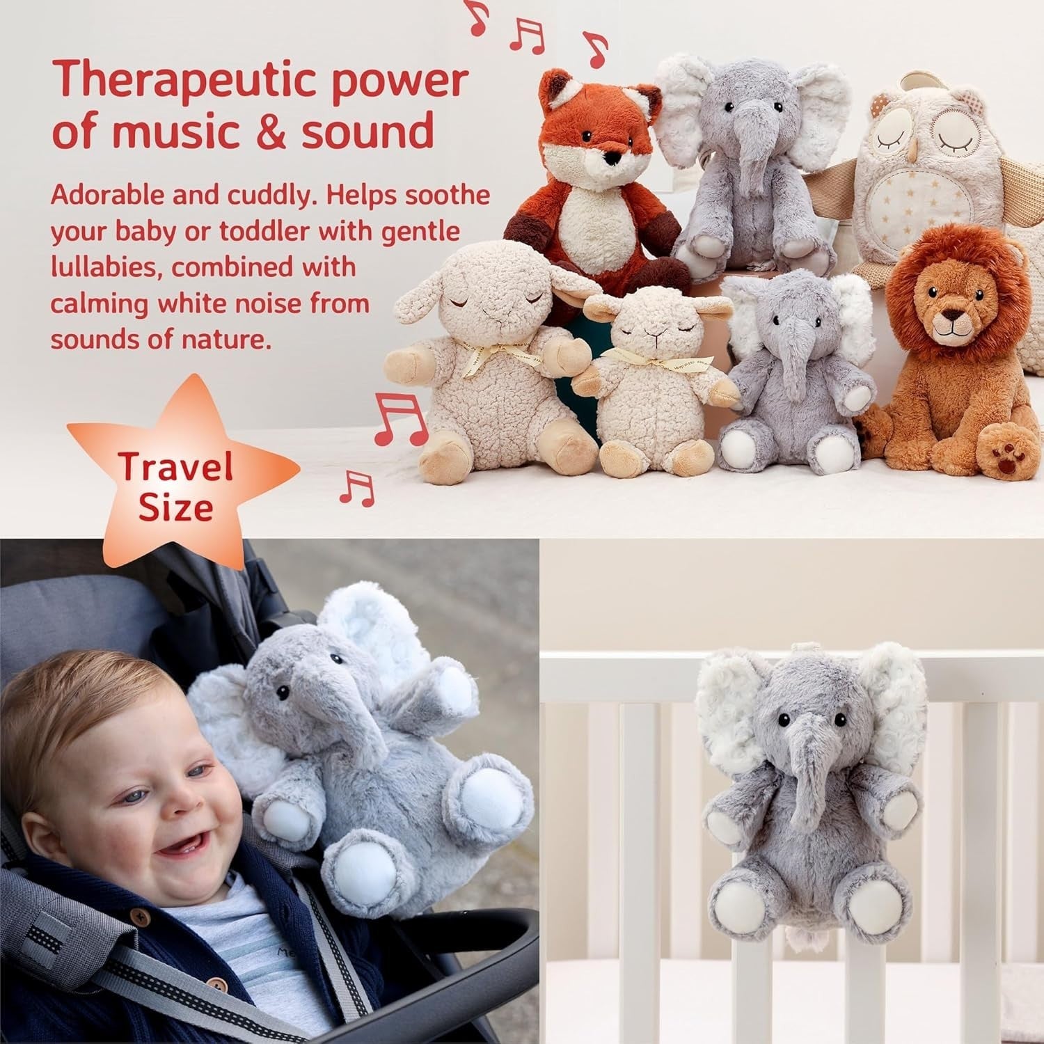 Elliot Elephant Travel Plush White Noise Machine Baby Sleep Aid