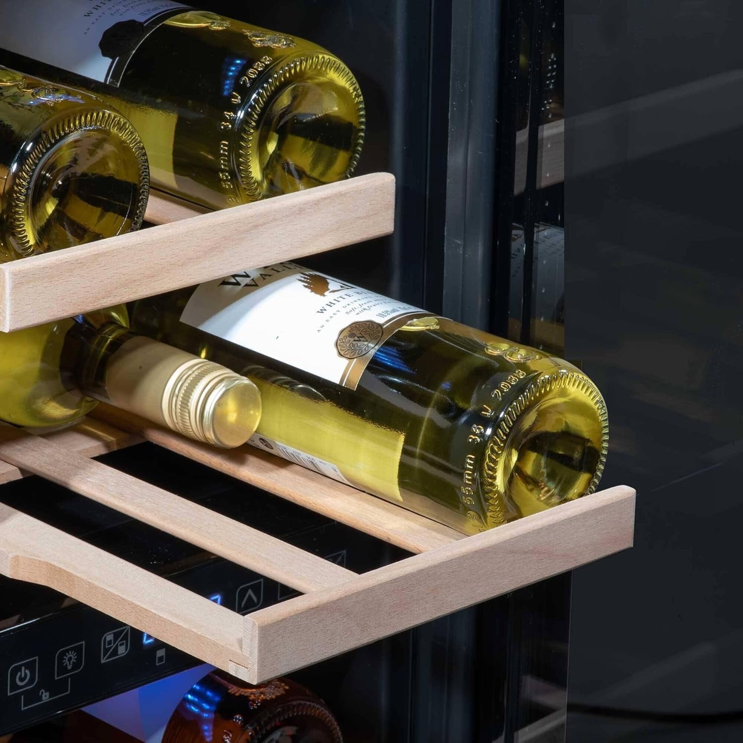 30cm Built In Wine Cooler 17 Bottle Dual Zone Touch Control Glass Door