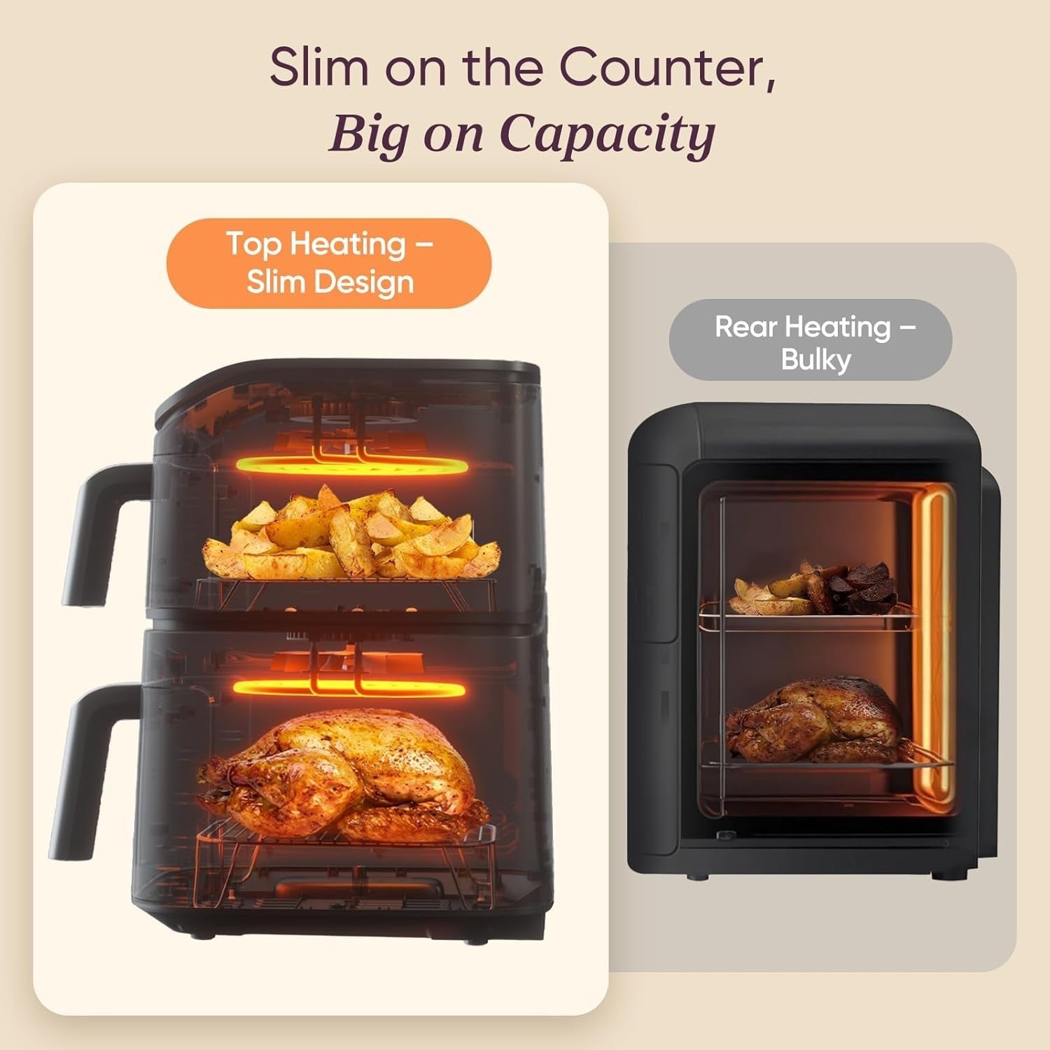 10.8L Dual Air Fryer Tower Stacked 3-Layer Cooking Energy Saving Rapid Heat