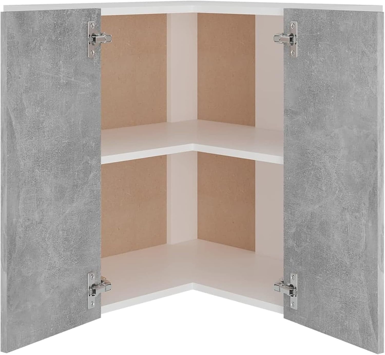Corner Kitchen Wall Cabinet with Lockable Doors & Spacious Shelves 57x57x60cm