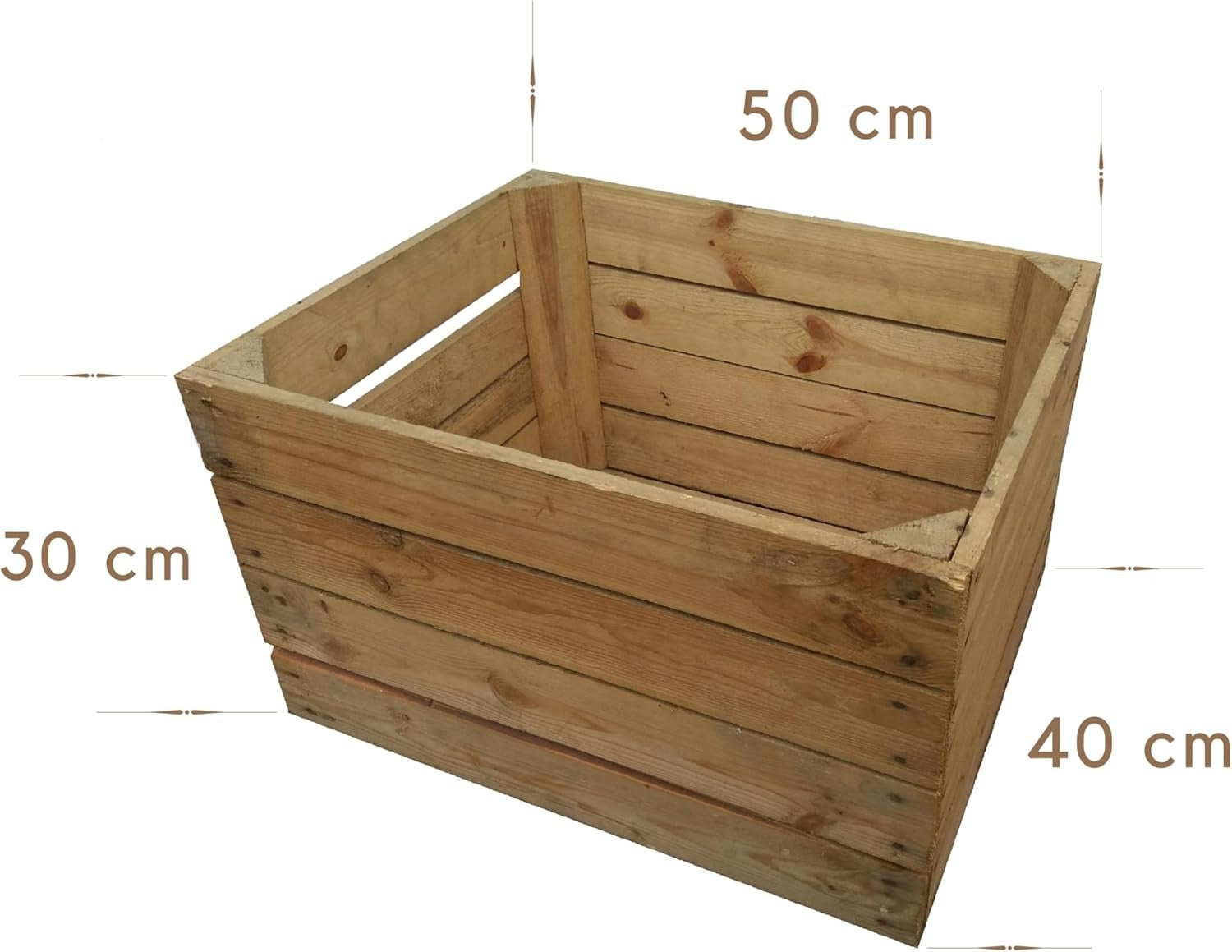 6 Pack Large Wooden Storage Crates Unfinished Boxes 50x40x30cm