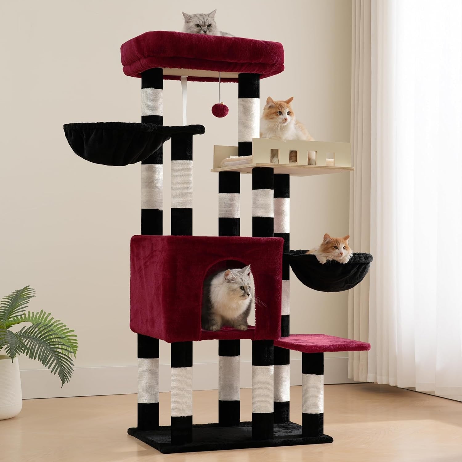 Heavy Duty Cat Tree Tower Large Cats Condo Hammock 14 Scratching Posts