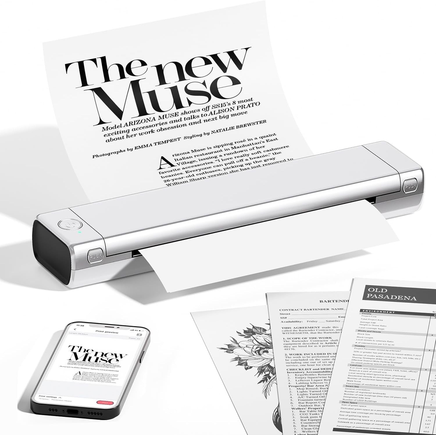 A4 Portable Thermal Printer Bluetooth Wireless Inkless Silver
