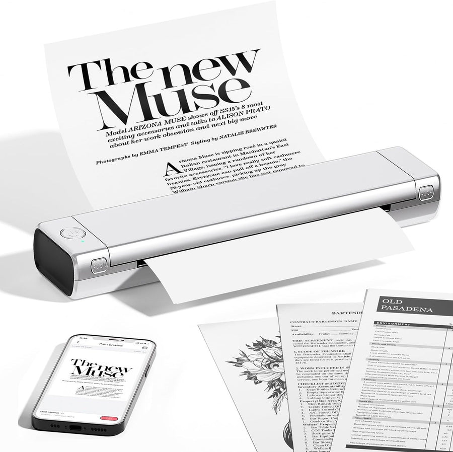 A4 Portable Thermal Printer Bluetooth Wireless Inkless Silver
