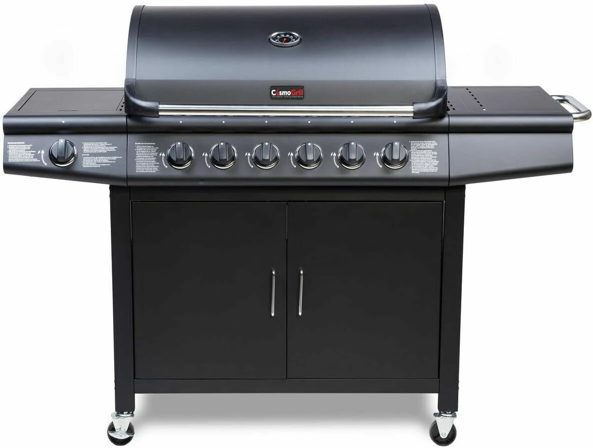 7 Burner Gas BBQ Grill with Side Burner & Warming Rack – Large Outdoor Barbecue