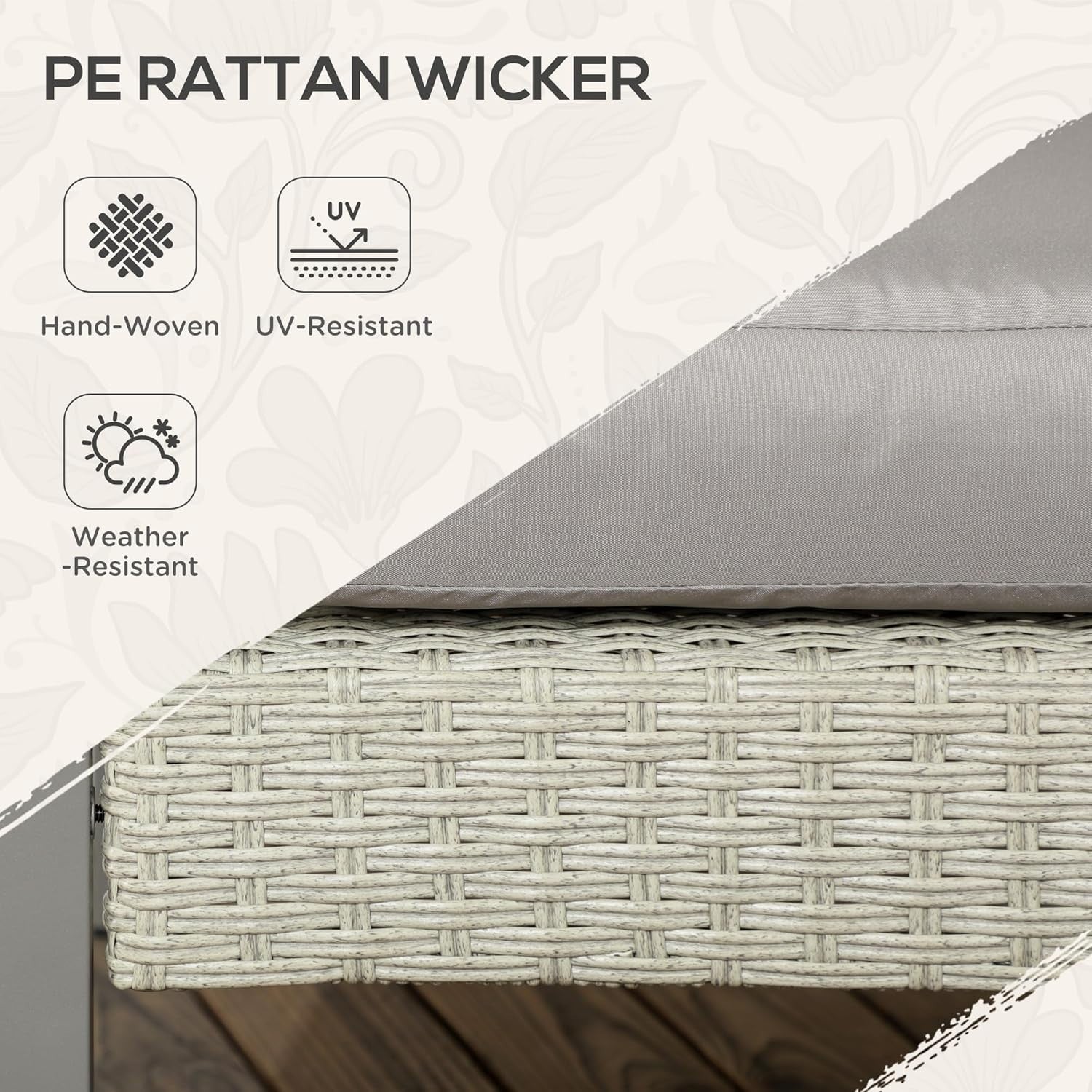 6pc Light Grey Rattan Sofa Set Table Chairs Footstool Garden Patio Set