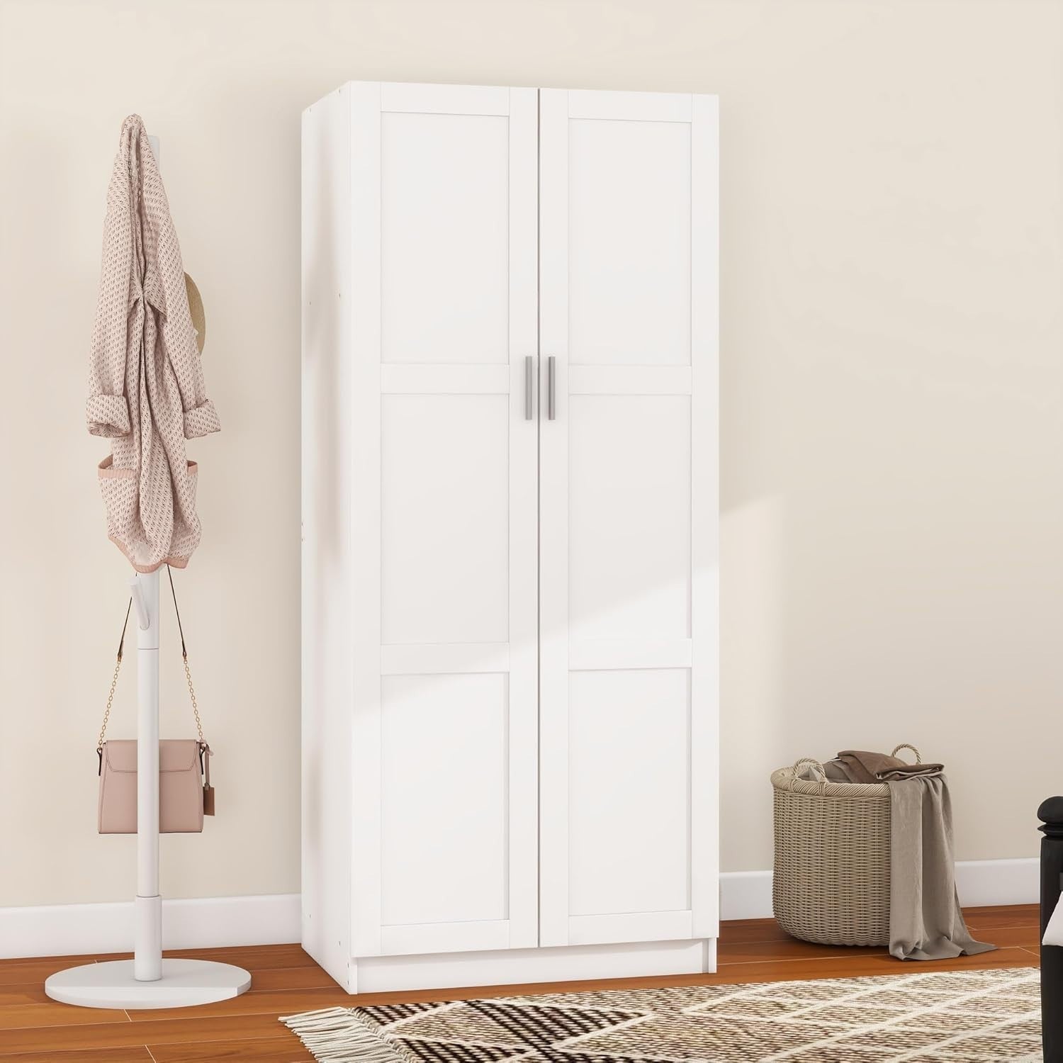 2 Door Wardrobe with Storage Shelf & Hanging Rail - Durable Engineered Wood