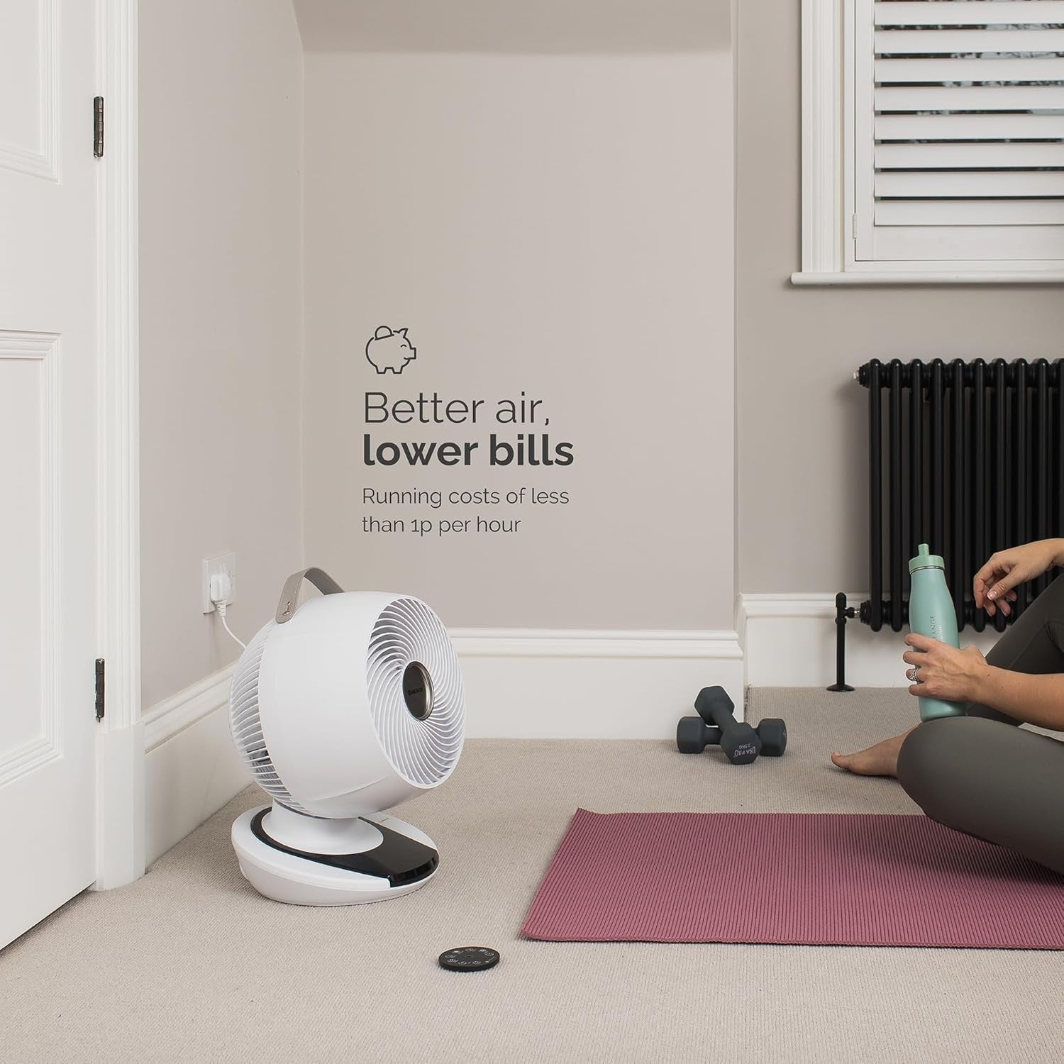 Cool Quiet Table Fan with Remote Control – 12 Speed Air Circulator Desk White