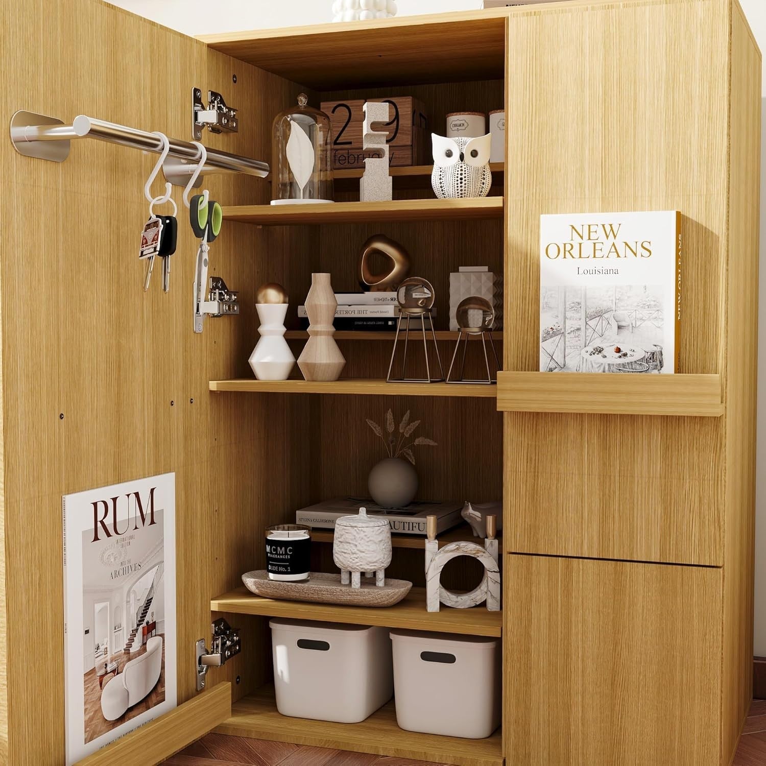 Modern Wooden File Cabinet Storage Cupboard with Doors Drawer Home Office