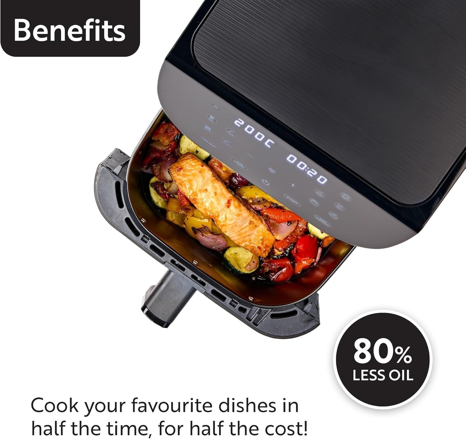 6L Digital Air Fryer Oven | Large Square Basket | 10 Pre-Sets | 200°C | Family