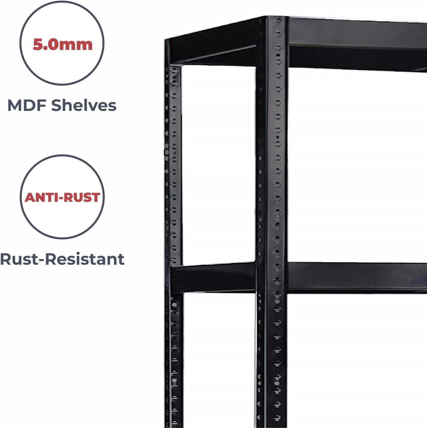 5-Tier Garage Shelf Unit 180x90x40cm Adjustable Heavy-Duty MDF + Steel