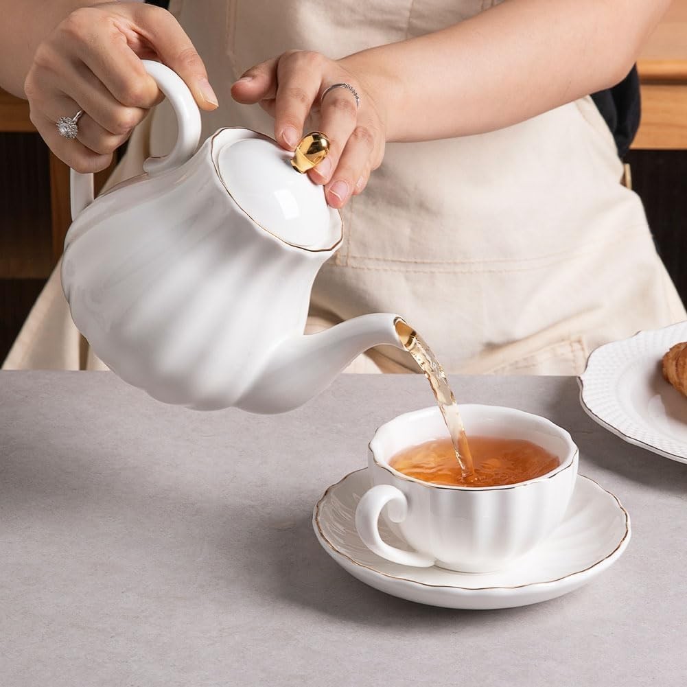 Ceramic Teapot 1100ml Tea Pot w Stainless Steel Infuser Jade Green