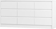 White 9 Drawer Wide Chest Dresser Modern Storage Cabinet for Bedroom