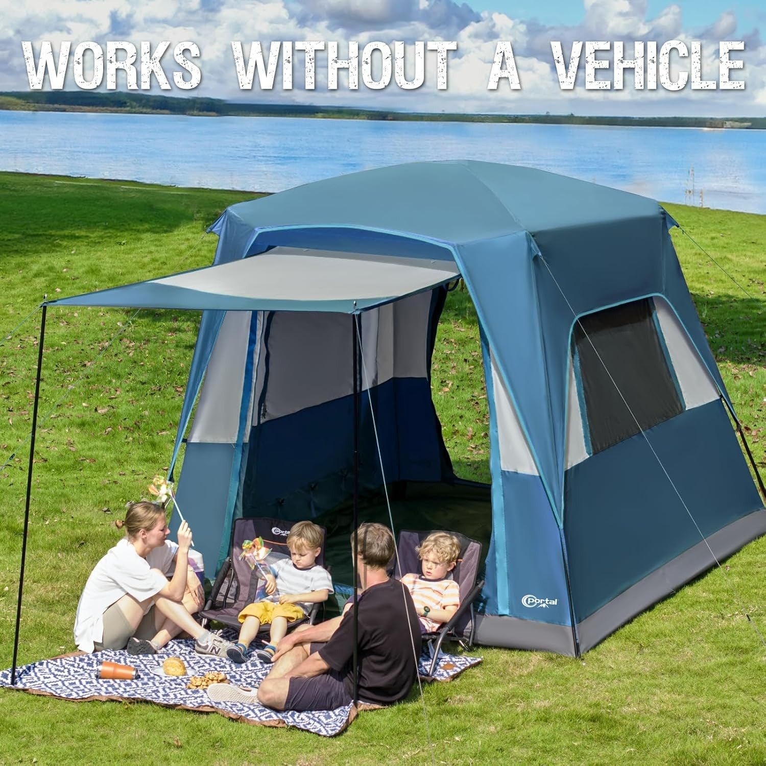 5 Man SUV Car Tent 3000mm Waterproof Family Camping w/ Porch