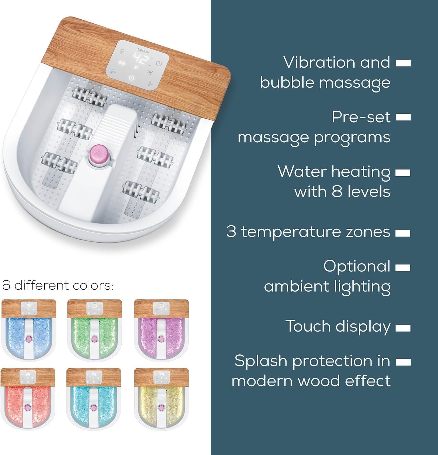 Luxury Foot Spa with 8-Level Heater, Bubble & Vibration Massage, Pedicure Kit