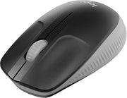 Full Size Wireless Mouse USB 18 Month Battery Ambidextrous Grey
