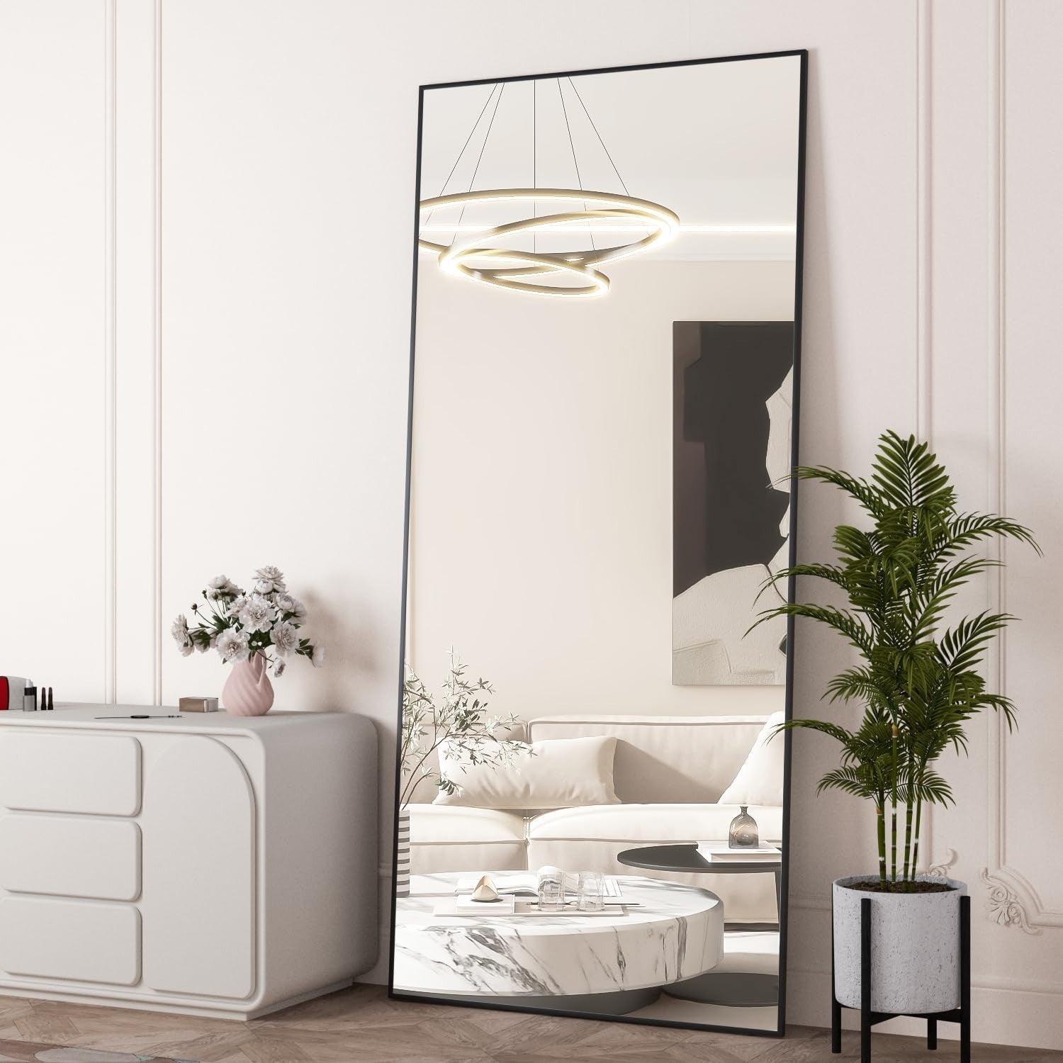 Full Length Mirror 165x61cm Black Frame Wall Leaning or Standing Home Decor