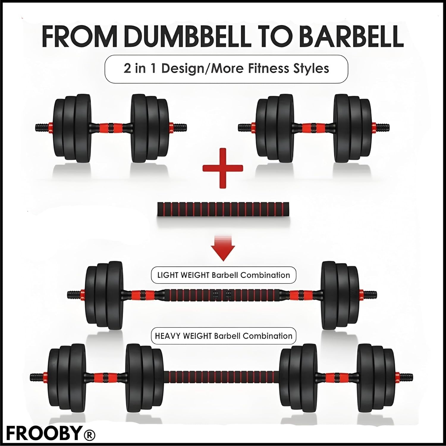 30KG Adjustable Dumbbells & Barbell Set Non-Slip Spinlock Home Gym