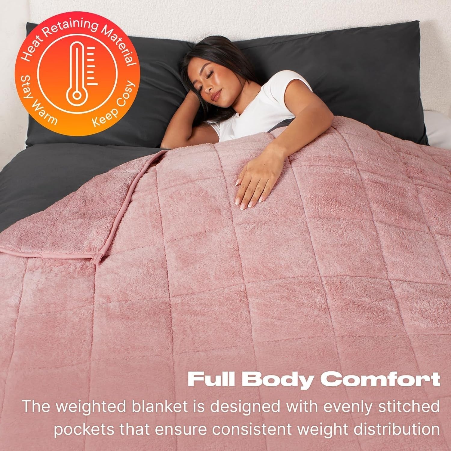 Teddy Fleece Weighted Blanket Blush Pink 8kg 150x200cm Calming Comfort