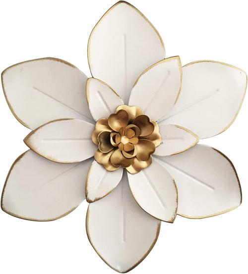 Metal Flower Wall Art 10in Rustic Modern Floral Sculpture Indoor Outdoor Decor