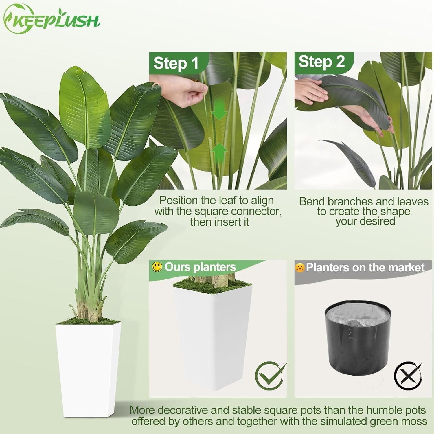 Bird of Paradise Plant 6ft 180cm Lifelike Indoor Potted Tropical Decor White Pot