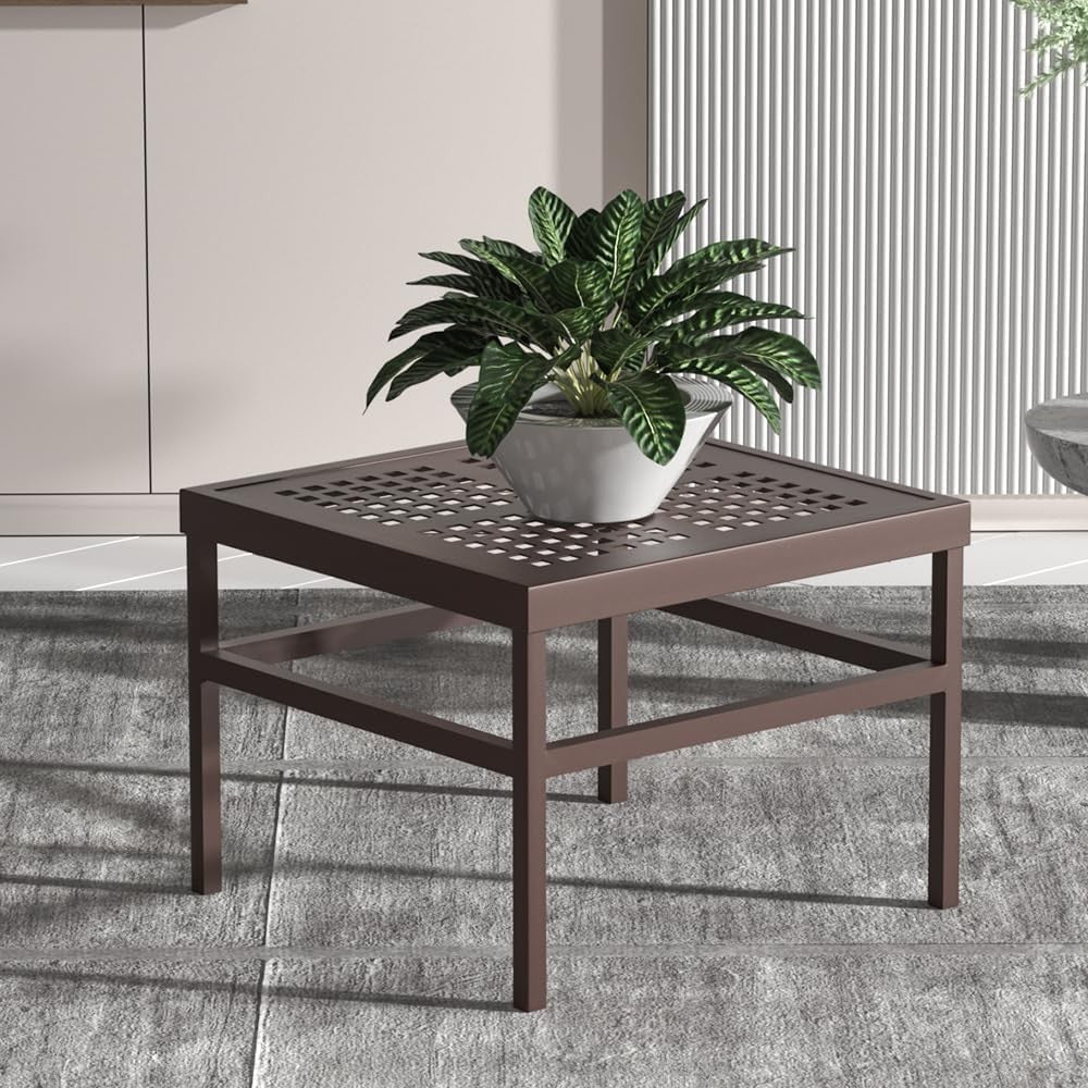Heavy Duty Brown Metal Plant Stand Indoor Outdoor Rust Proof Flower Pot Table