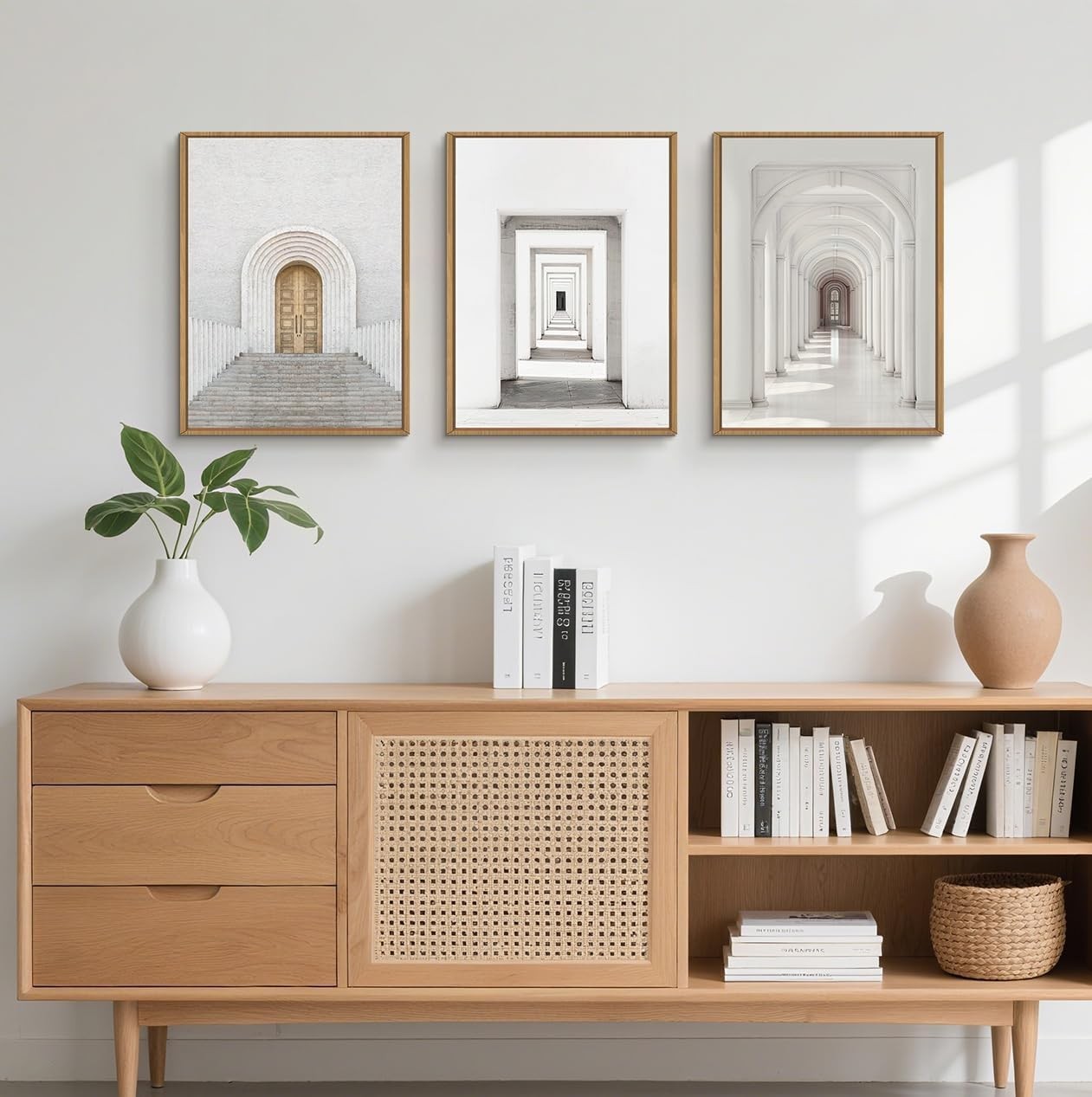 3 Panel Door Architecture Canvas Wall Art 30x40cm Framed Set