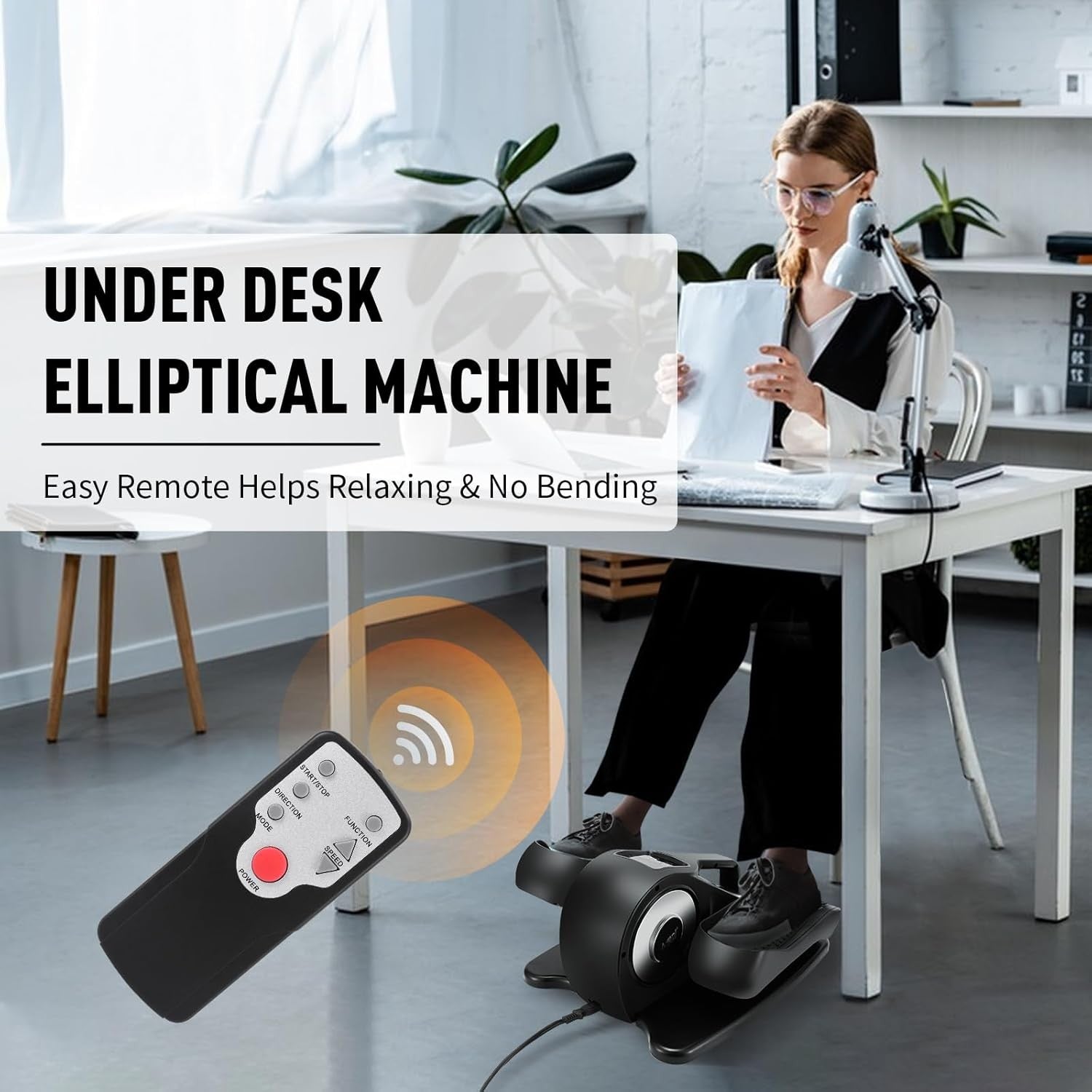 Under Desk Electric Elliptical Pedal Exerciser Quiet Seated Trainer LCD