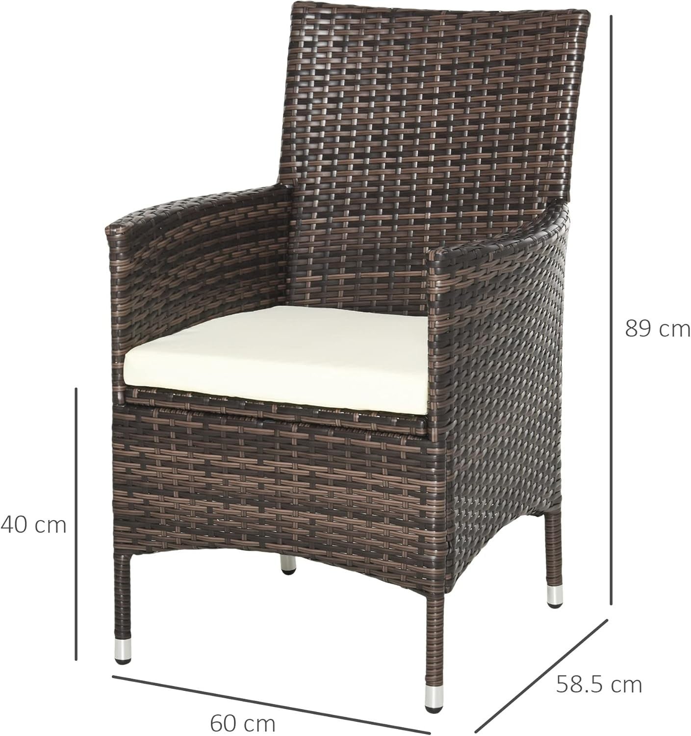 Set of 4 Rattan Garden Chairs with Cushions High Back Patio Dining Seating