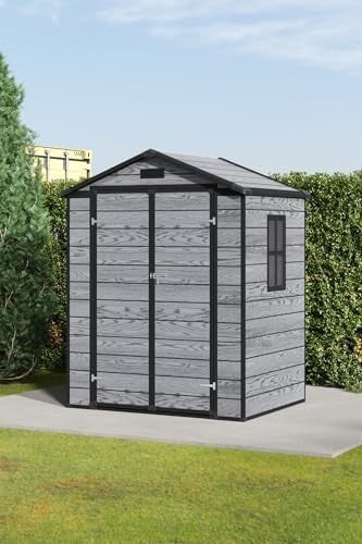 Plastic Garden Shed 5.5x4ft Outdoor Waterproof Storage with Floor & Window