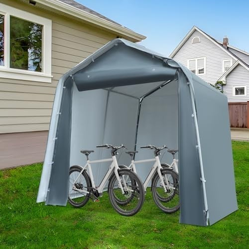 Outdoor Storage Tent 2.4x2.4m Waterproof PE Shelter with Steel Frame Grey