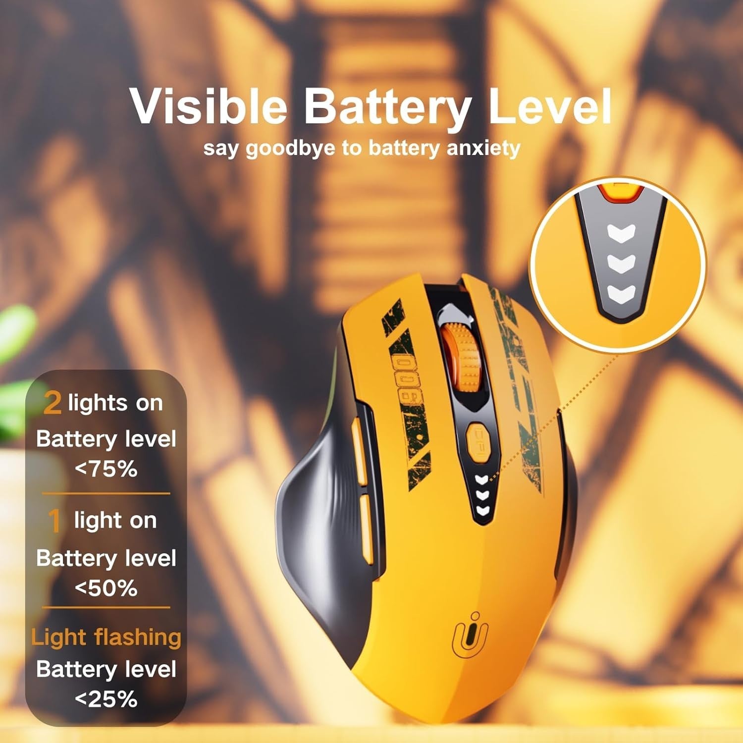 Tri Mode Wireless Mouse Rechargeable Bluetooth 2.4G Adjustable DPI Ergonomic