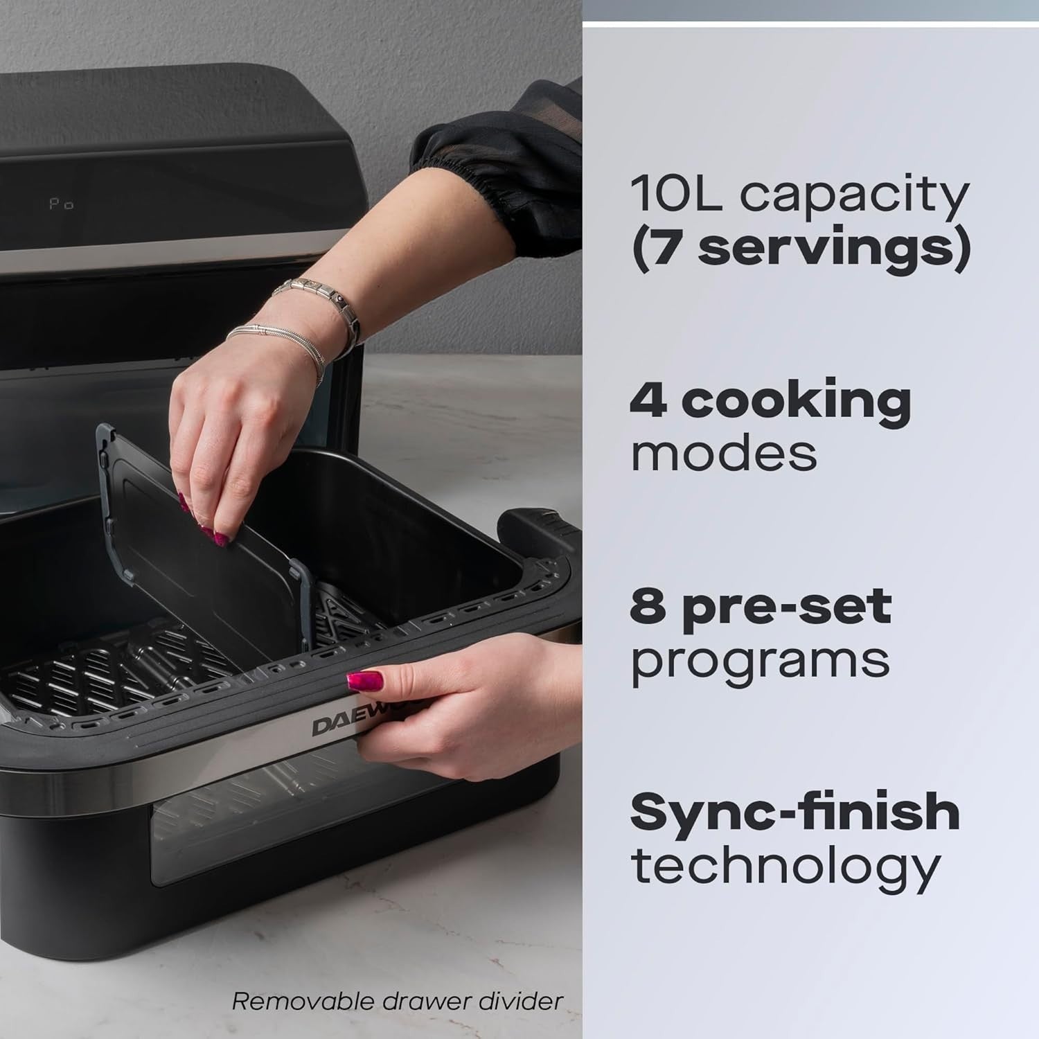 Dual Air Fryer 10L | Mega Drawer Sync Finish Match Cook 8 Presets Healthy Cook