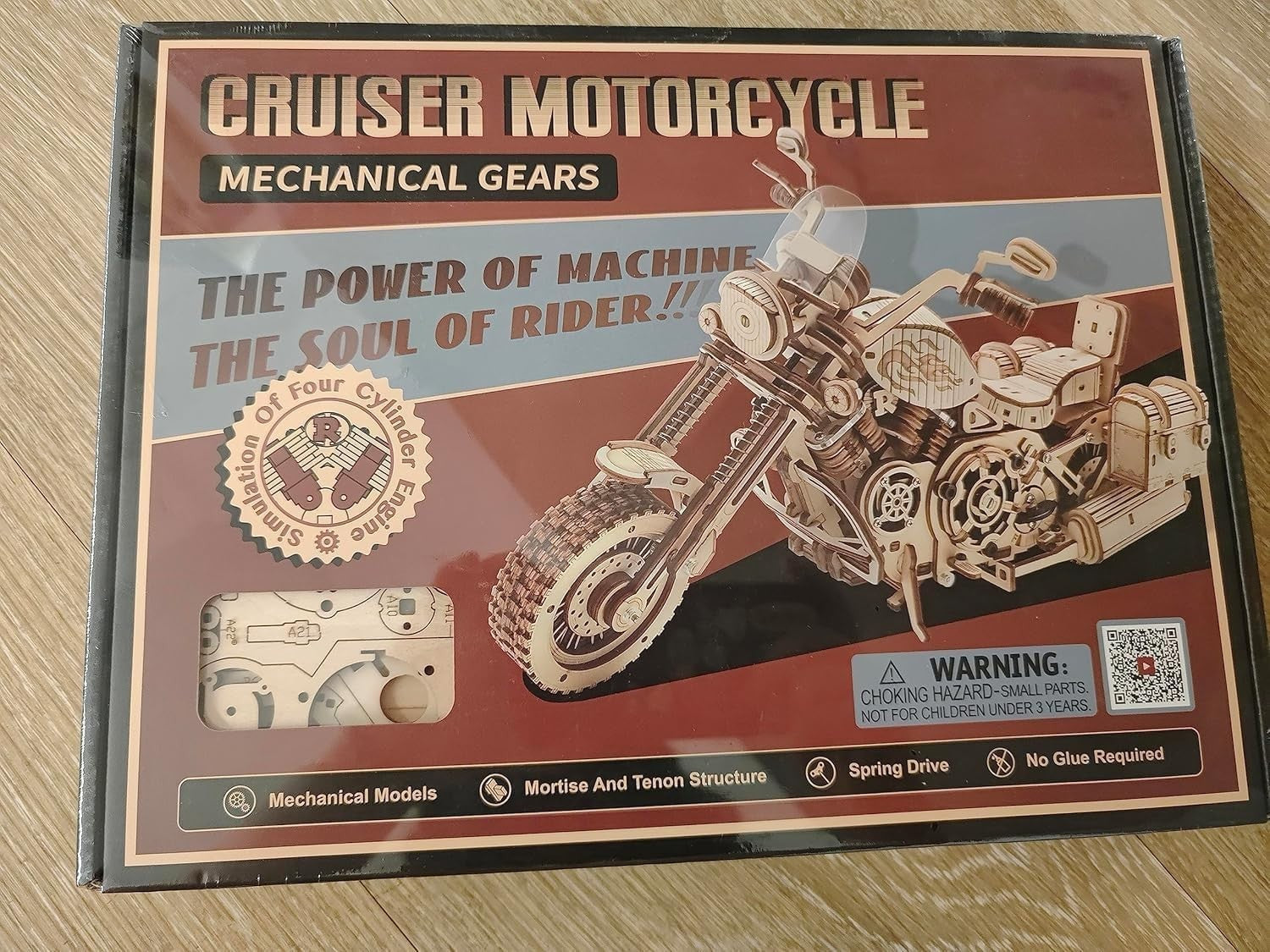 3D Wooden Motorcycle Puzzle Model Kit | Mechanical Moving Parts & Desk Decor