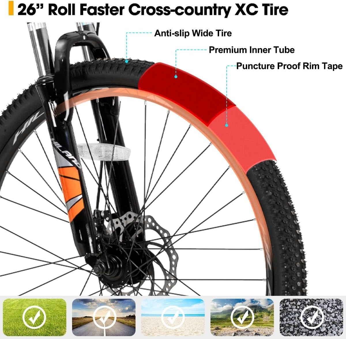 Adult Mountain Bike 21-Speed – Aluminum Frame, Front & Rear Disc Brakes