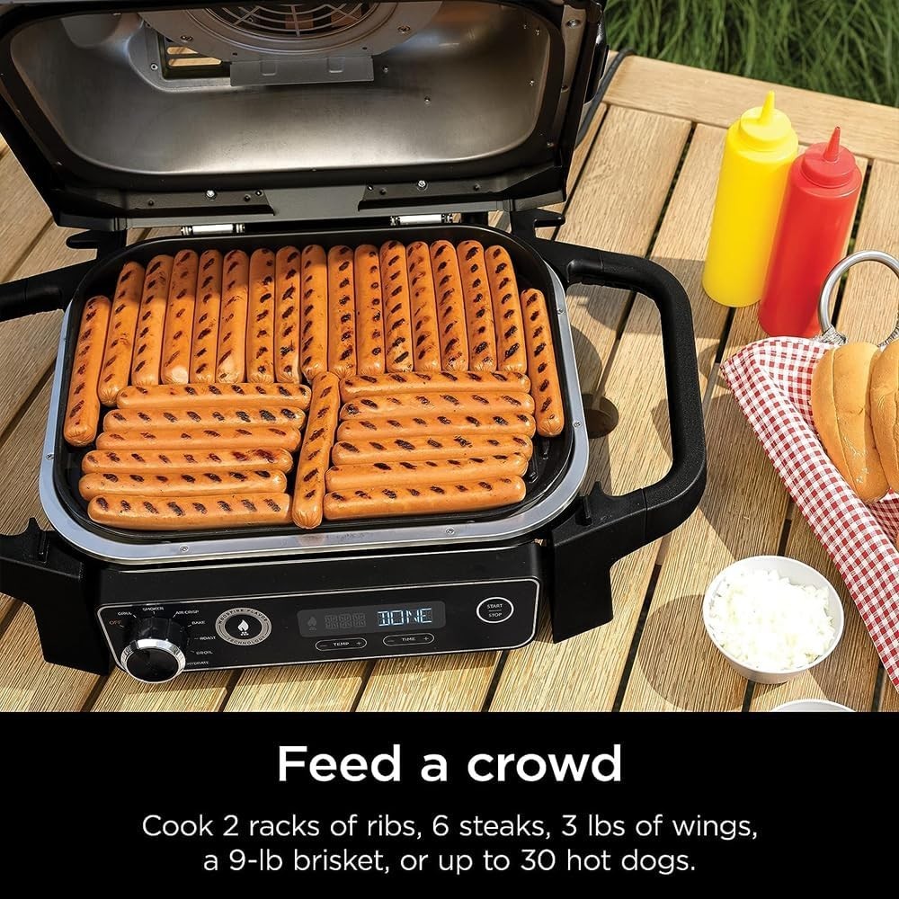 Outdoor Electric Grill Smoker 7-in-1 Wood Pellet BBQ Air Fry Bake Roast Renewed